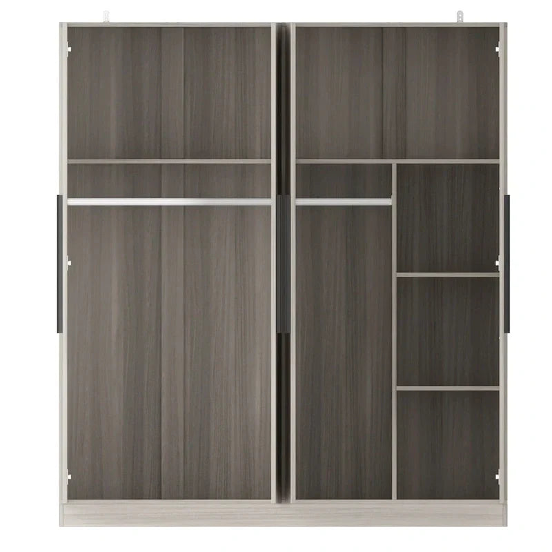 FUFU&GAGA Freestanding Solid Wood Wardrobe Closet With Storage Shelves
