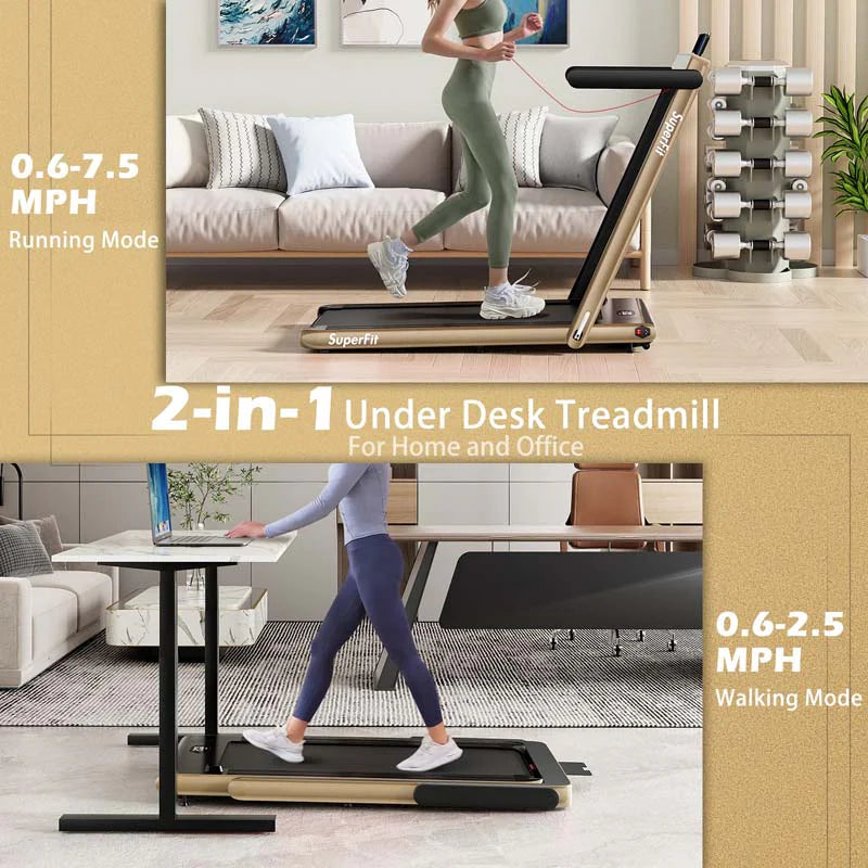 GYMAX 2-in-1 Folding Under Desk Treadmill With Speaker, App And Remote Control - 2.5HP