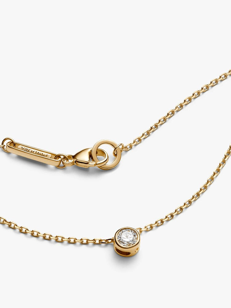 Pandora Era Bezel 14k Gold Lab-grown Diamond Pendant Necklace