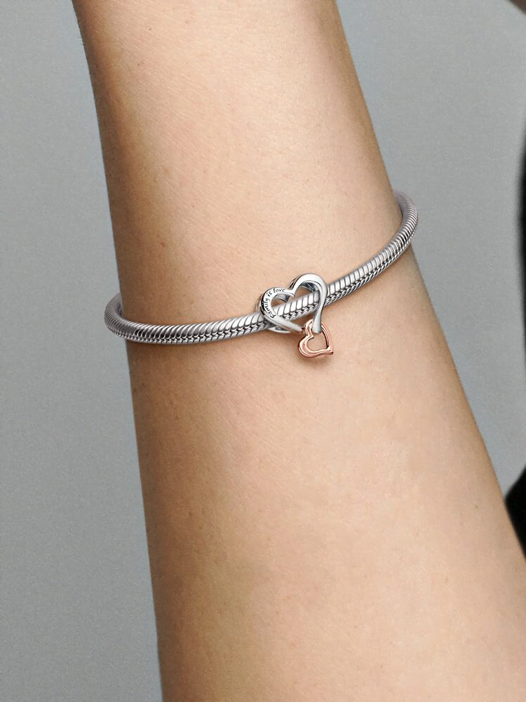 Two-tone Openwork Infinity Heart Charm