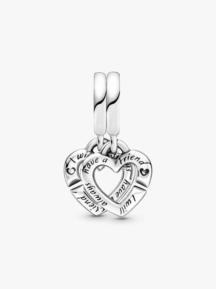 Linked Sister Hearts Split Dangle Charm