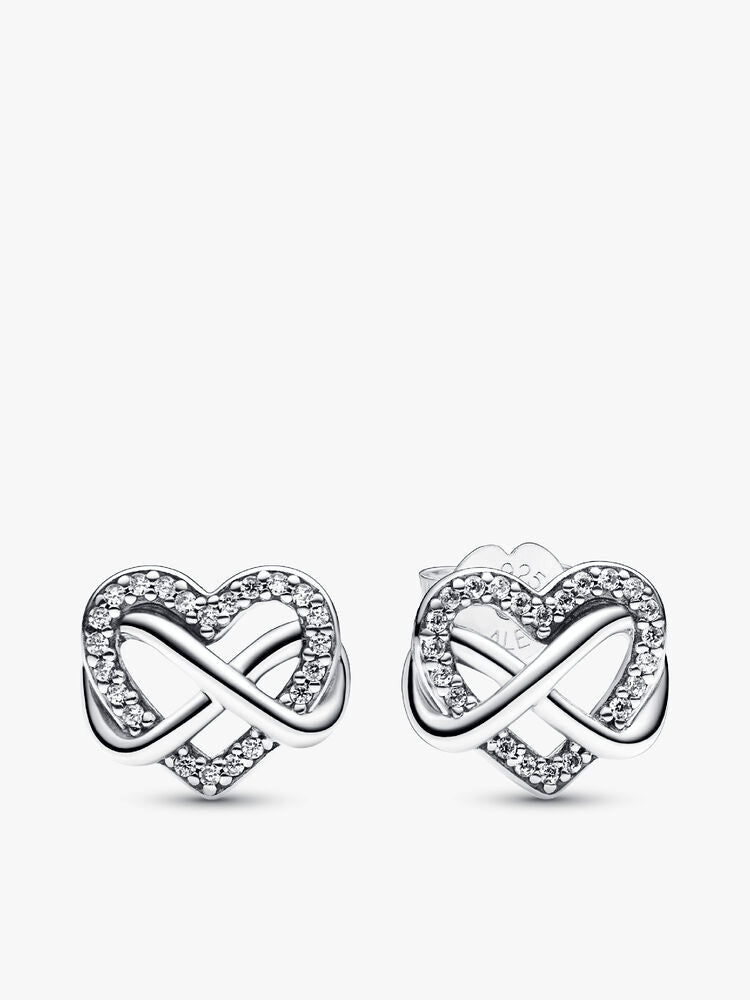 Sparkling Infinity Heart Stud Earrings