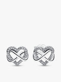 Sparkling Infinity Heart Stud Earrings