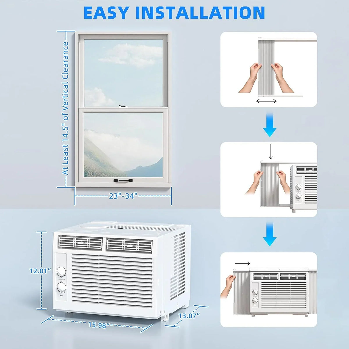 Antarctic Star U-Shaped Window Air Conditioner, 12,000 BTU, 115 Volts