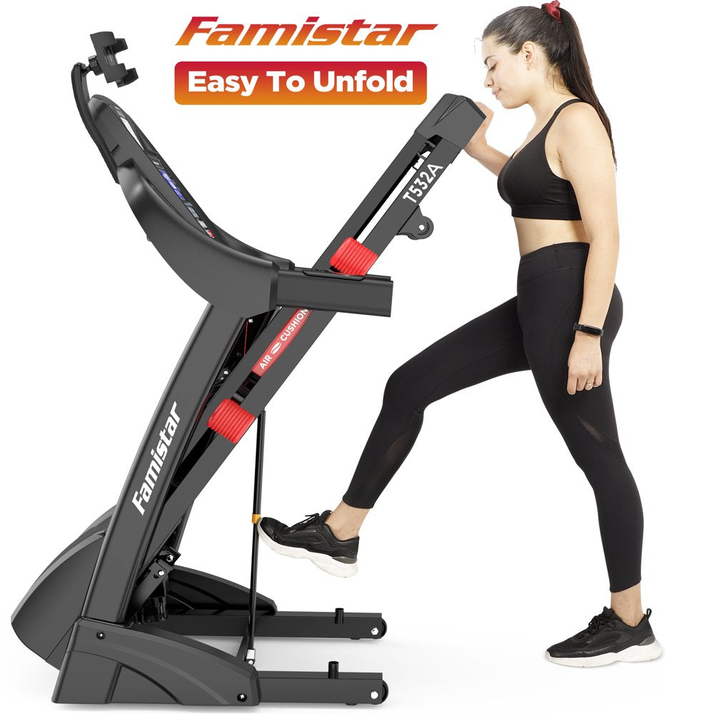 Famistar Folding Treadmill With 15 Levels Auto Incline, 300LB Capacity And 10MPH Speed