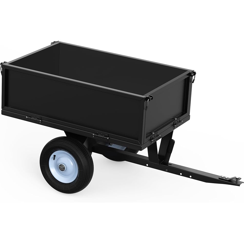 YINTATECH ATV Dump Trailer 60 inch D x 30 inch W x 28 inch H, 500lbs, Alloy Steel, Black