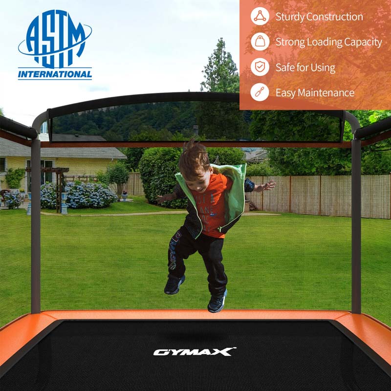 6 FT Kids Rectangle Trampoline With Swing And Safety Fence - ASTM Approved, Ages 3-8