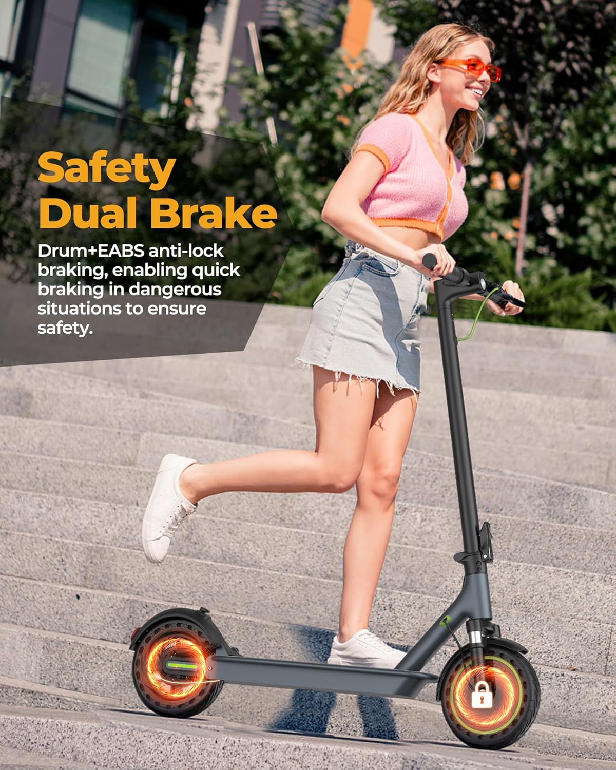 Roinside Electric Scooter, 8.5 in Solid Tires, 350W, 19 MPH, 21-23 Miles - UP12 Plus