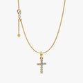 Sparkling Round Bezel Cross Pendant Necklace