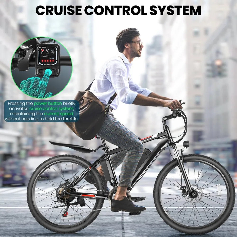 Electric Bicycle for Adults 500W 26-Inch with Cruise Control