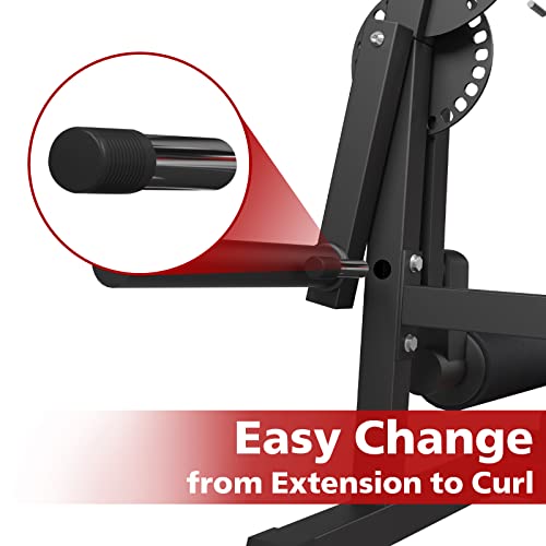 Leg Extension And Leg Curl Machine, 4-In-1 Adjustable Plate-Loaded Bench - 350 Lbs