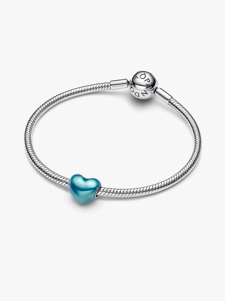 Metallic Sky Blue Heart Charm