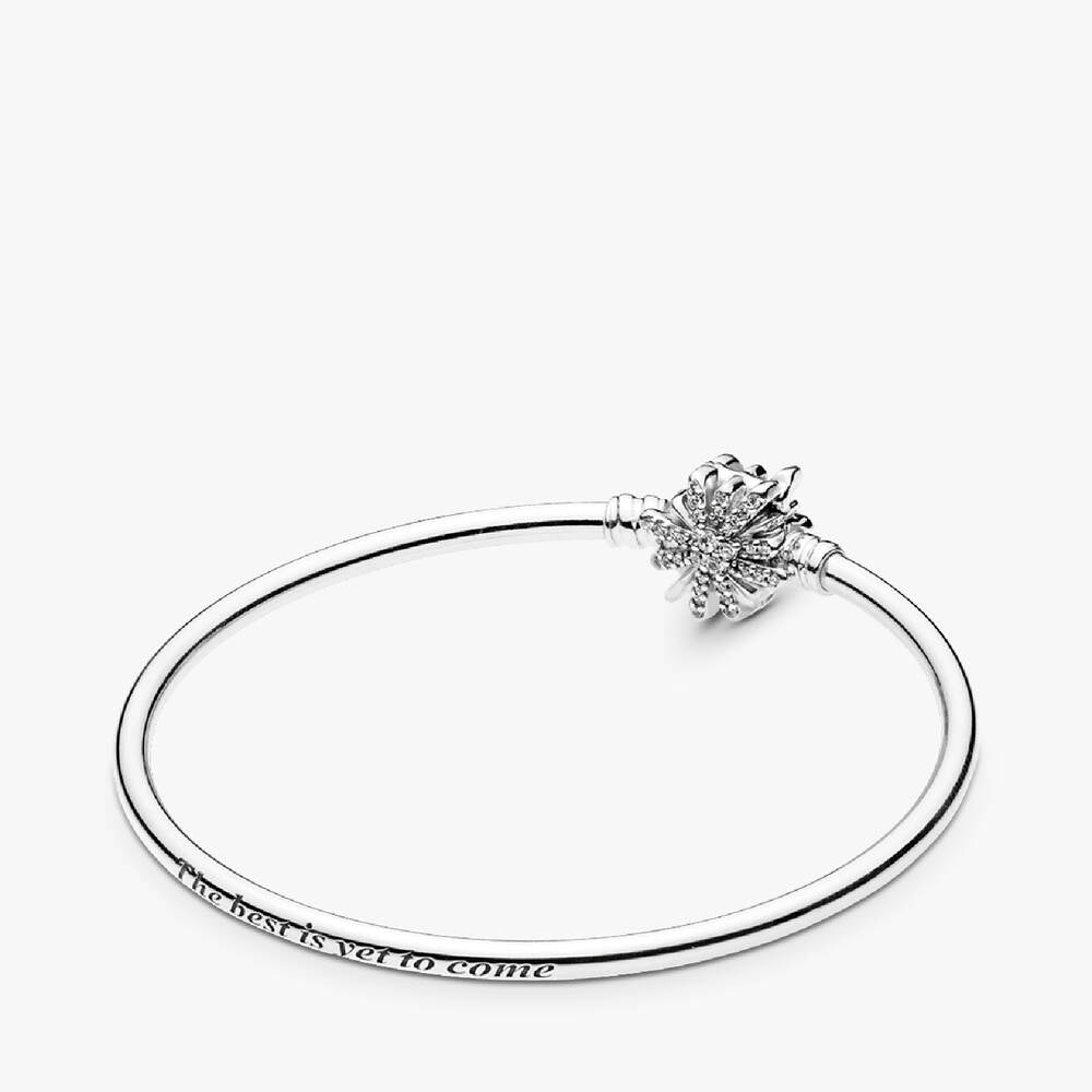 FINAL SALE - Moments Silver Bangle, Fireworks Clasp
