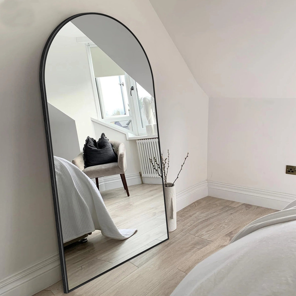 Arched Full Length Floor Mirror With Aluminum Alloy Frame - 65x22, 71x24, 71x28, 71x32