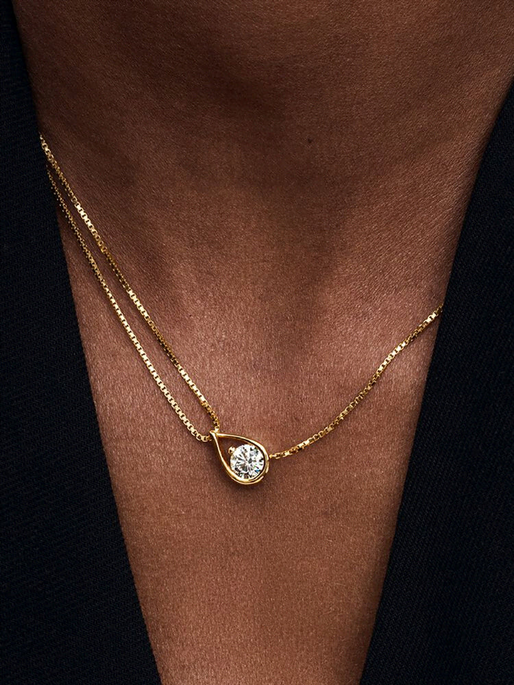 Pandora Infinite 14k Gold Lab-grown Diamond Double Chain Collier Necklace