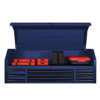 23-Drawer Heavy Duty Rolling Tool Chest And Top Cabinet Set, 56 in. W x 22 in. D, Matte Blue