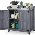 Yaheetech Garden Potting Bench Table, Fir Wood, Gray, 16in D x 36in W x 37in H
