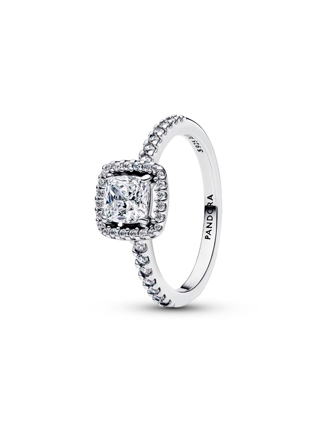 Sparkling Square Halo Ring