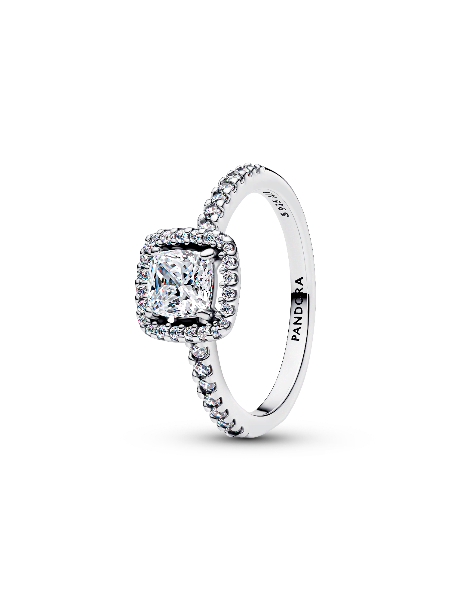 Sparkling Square Halo Ring