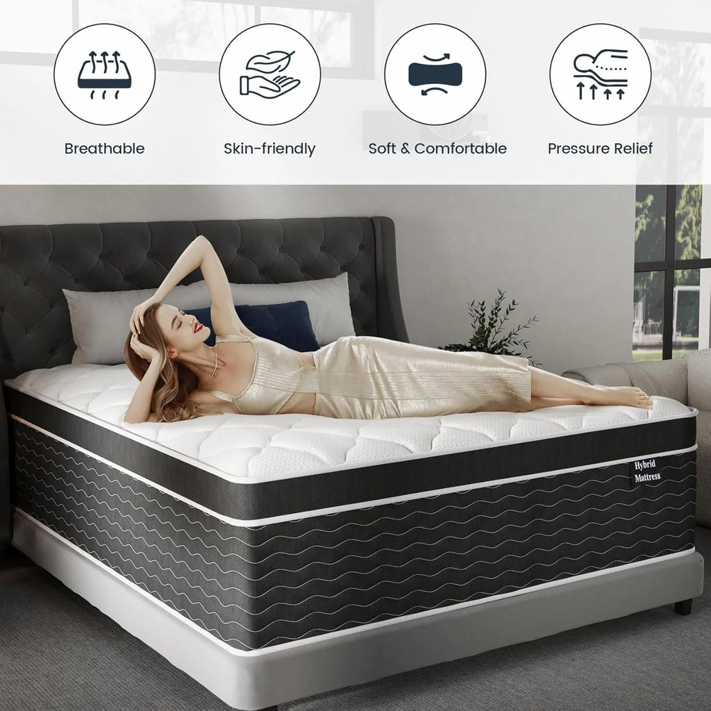 Full Size 10 Inch Medium Plush Hybrid Mattress In A Box