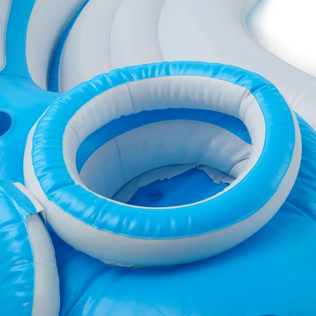 Inflatable Lake And Pool Relaxation Island Lounger, 145 x 125 x 20 in, Blue And White - 56299EP