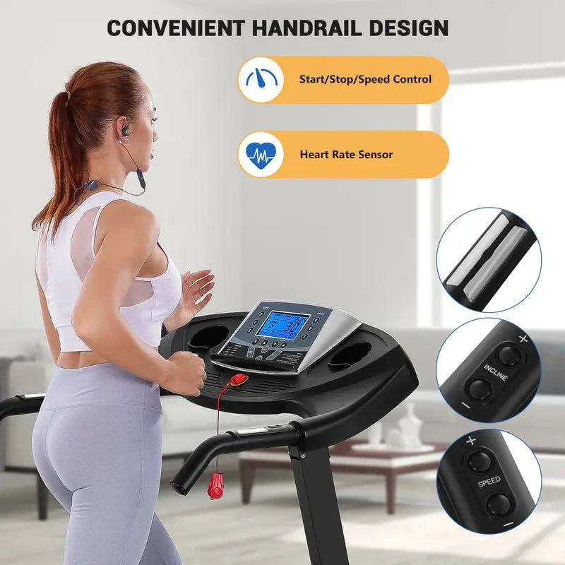 MARNUR Folding Treadmill With 2.5 HP Motor, 12% Auto Incline, 220 Lb Capacity, 0.5-8.5 MPH