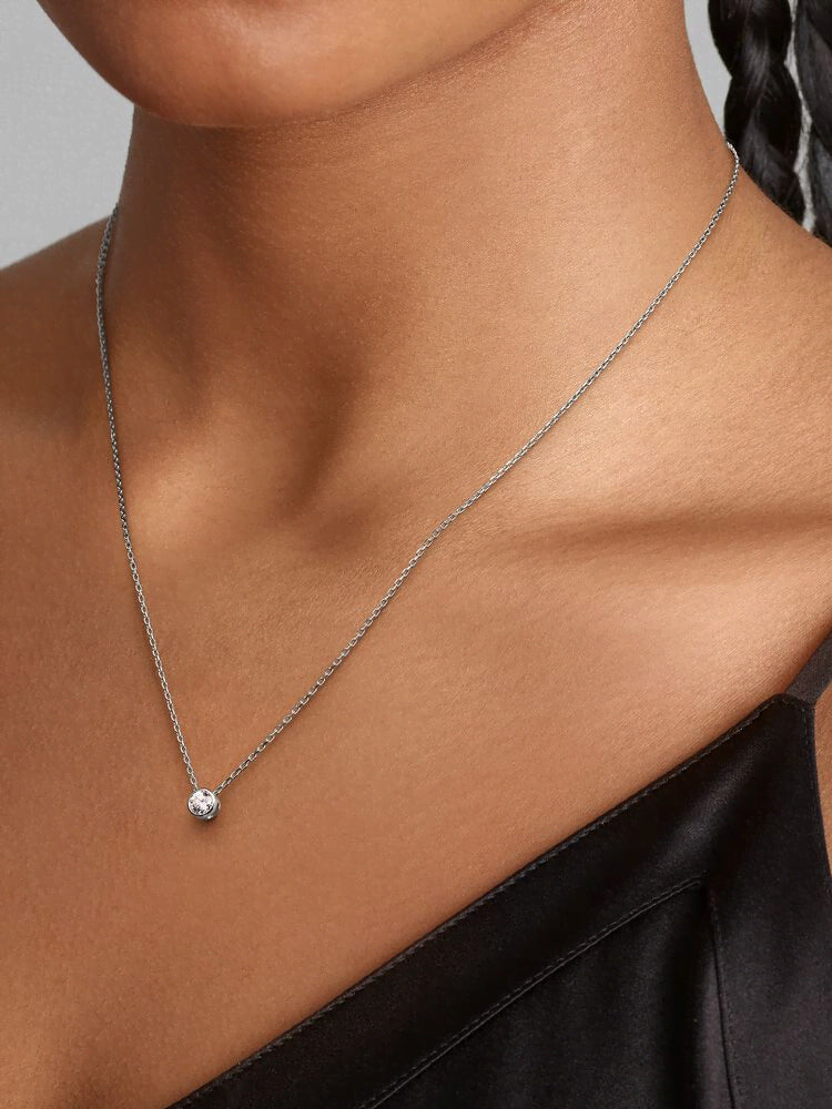 Pandora Era Bezel Sterling Silver Lab-grown Diamond Pendant Necklace