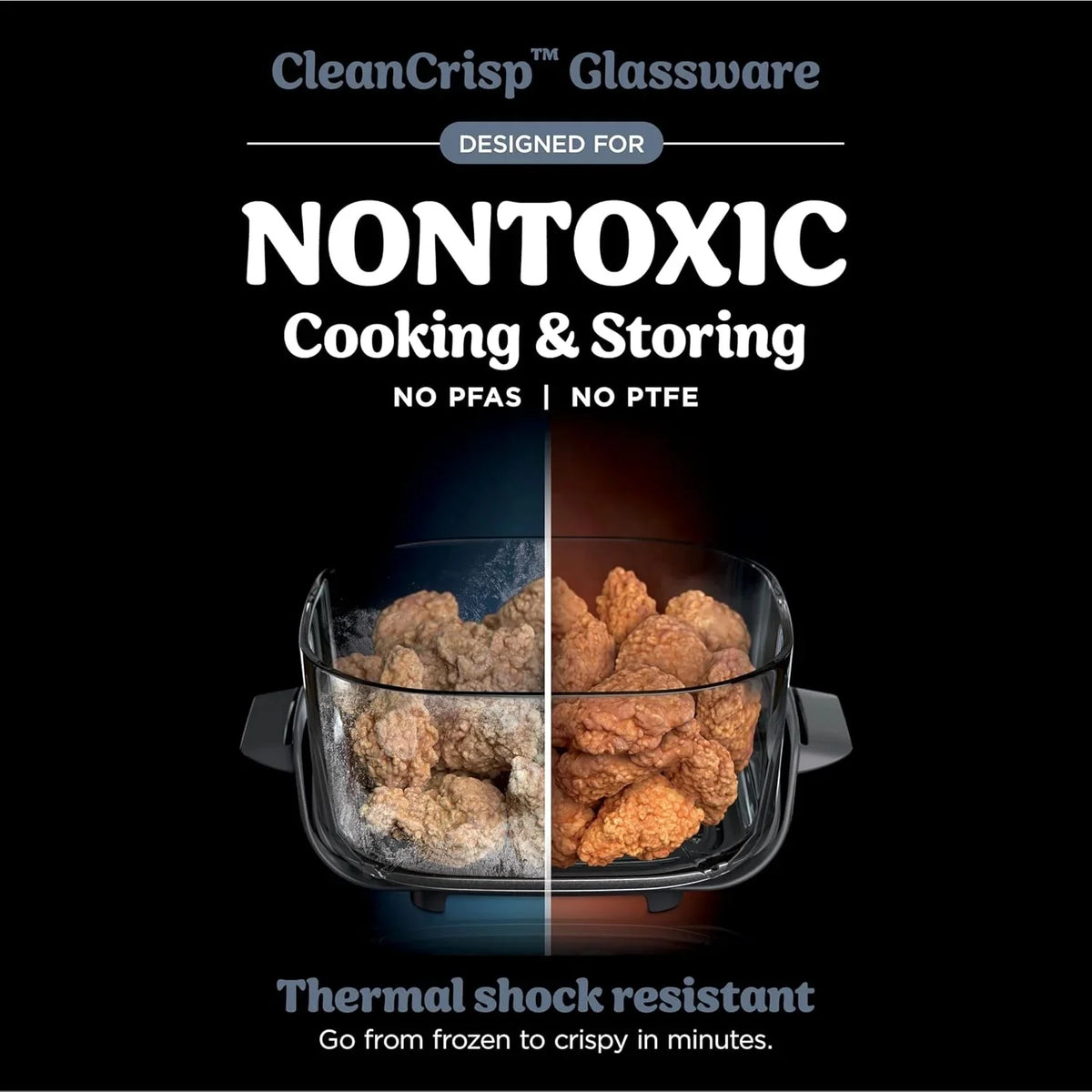 Ninja Crispi 4-in-1 Portable Glass Air Fryer Cooking System, 1500W, 4 QT And 6-Cup Containers
