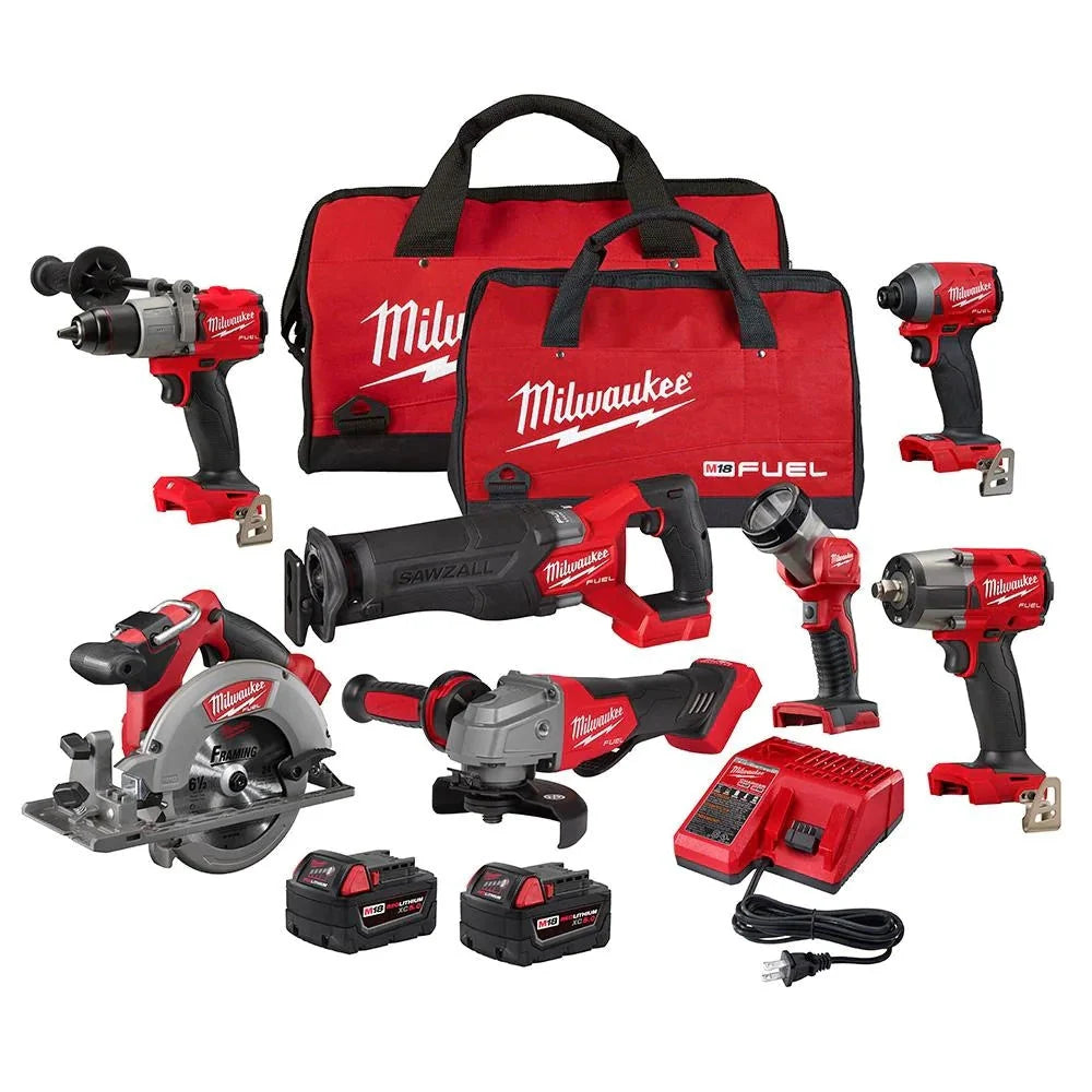 Milwaukee M18 FUEL 18V Brushless Cordless 7-Tool Combo Kit With Two 5.0 Ah Batteries