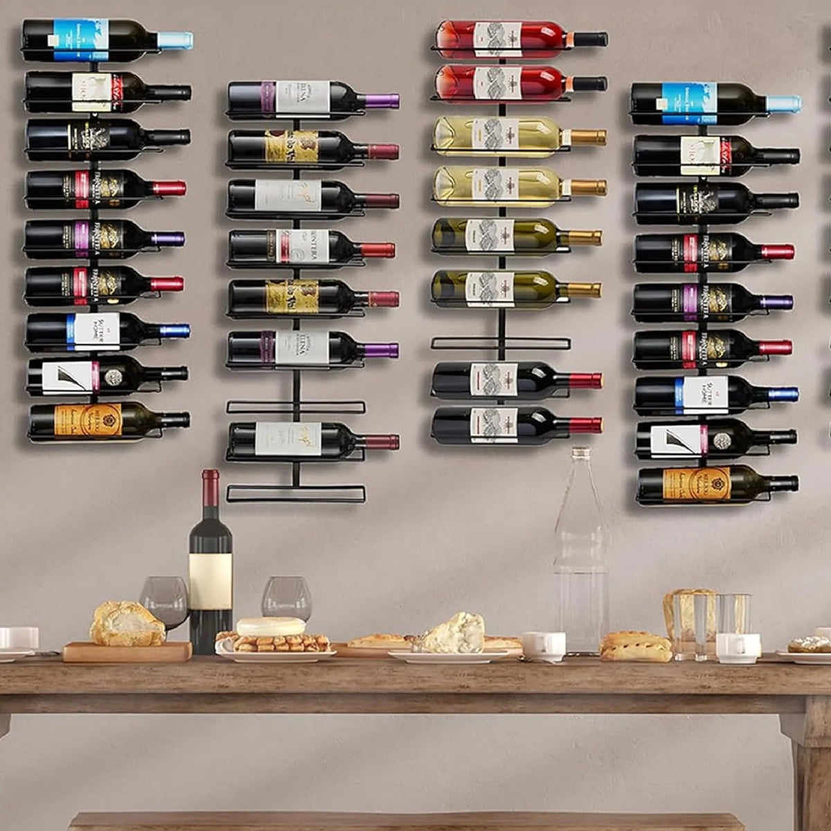 Wall-Mounted Vertical Wine Rack Set, 27-Bottle Capacity