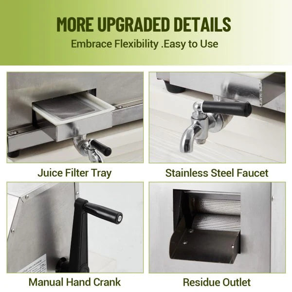 Manual Sugar Cane Juicer Press With 3 Stainless Steel Drums And 2.4-inch Inlet - tyhKjrfgqYNcnM4UXaMknwJZFFU4O