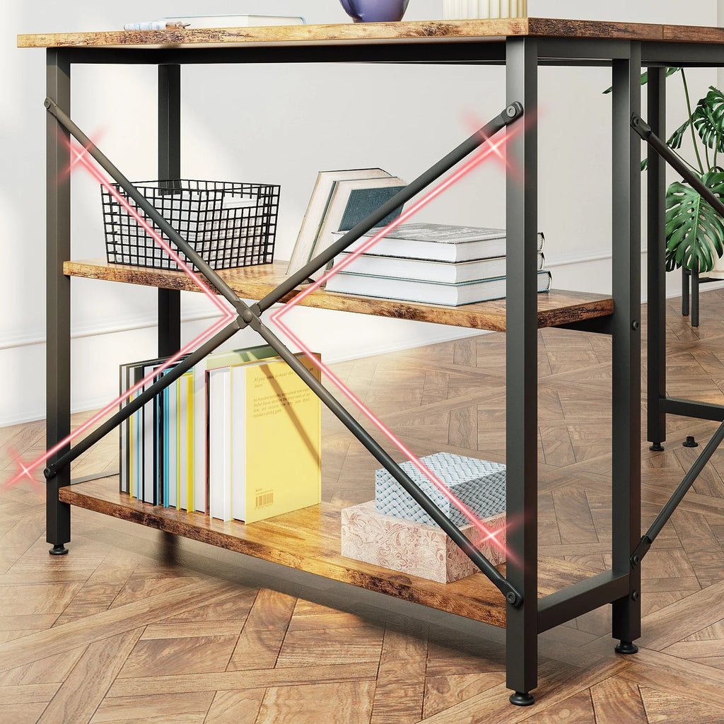 Small L-Shaped Computer Desk With Reversible Storage Shelves - 55-Inch / 47-Inch