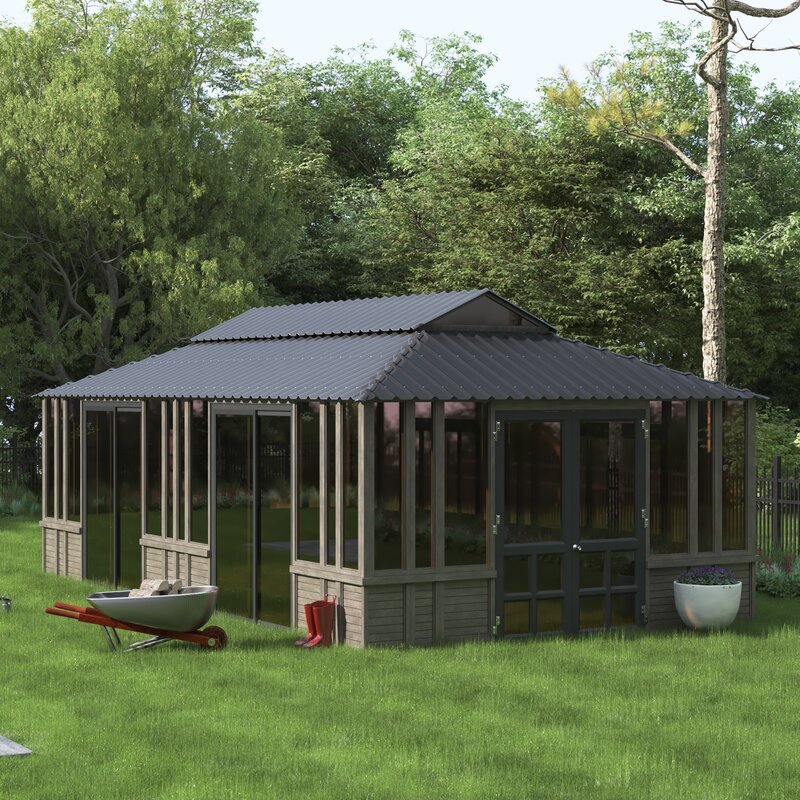 Solid Wood Patio Gazebo, 28 Ft W x 15.5 Ft D