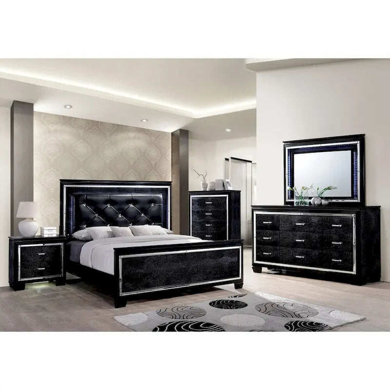 Furniture of America 9-Drawer Dresser and Mirror Set, 66 x 17.5 x 39 in - Ruff Crocodile