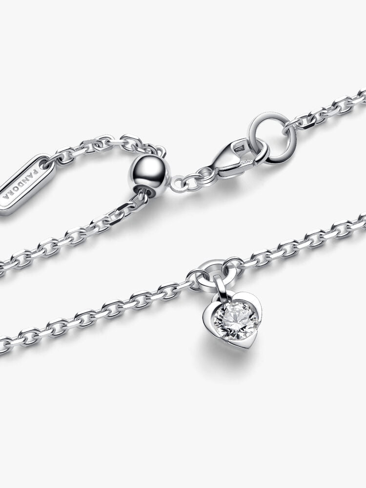 Pandora Talisman Sterling Silver Lab-grown Diamond Heart Chain Bracelet