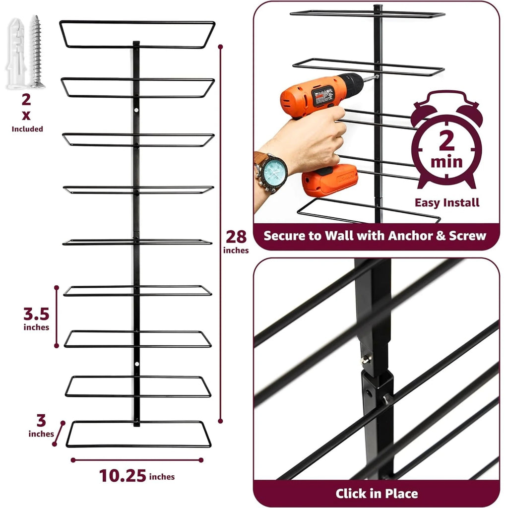 Wall-Mounted Vertical Wine Rack Set, 27-Bottle Capacity