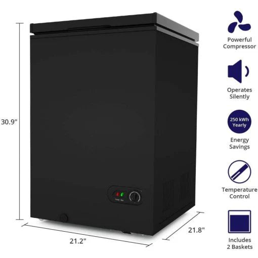 Northair Chest Freezer, 3.5 Cu Ft, 2 Removable Baskets, Black