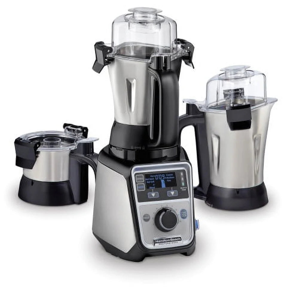 Hamilton Beach Professional Juicer Mixer Grinder, 2.2 HP, 120V, 3 Stainless Steel Jars, 0.5, 1 And 1.5 Liters - 58770