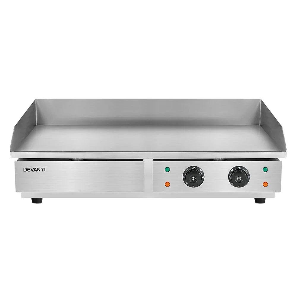 Devanti Commercial Electric Griddle BBQ Grill Plate, 73cm, 4400W, Silver