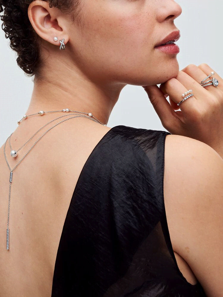 Treated Freshwater Cultured Pearl Station Chain Necklace