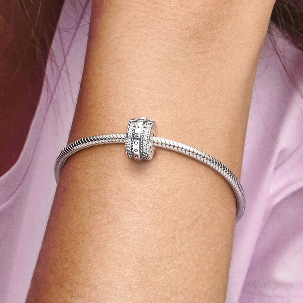 Sparkling Pavé Lines & Logo Clip Charm