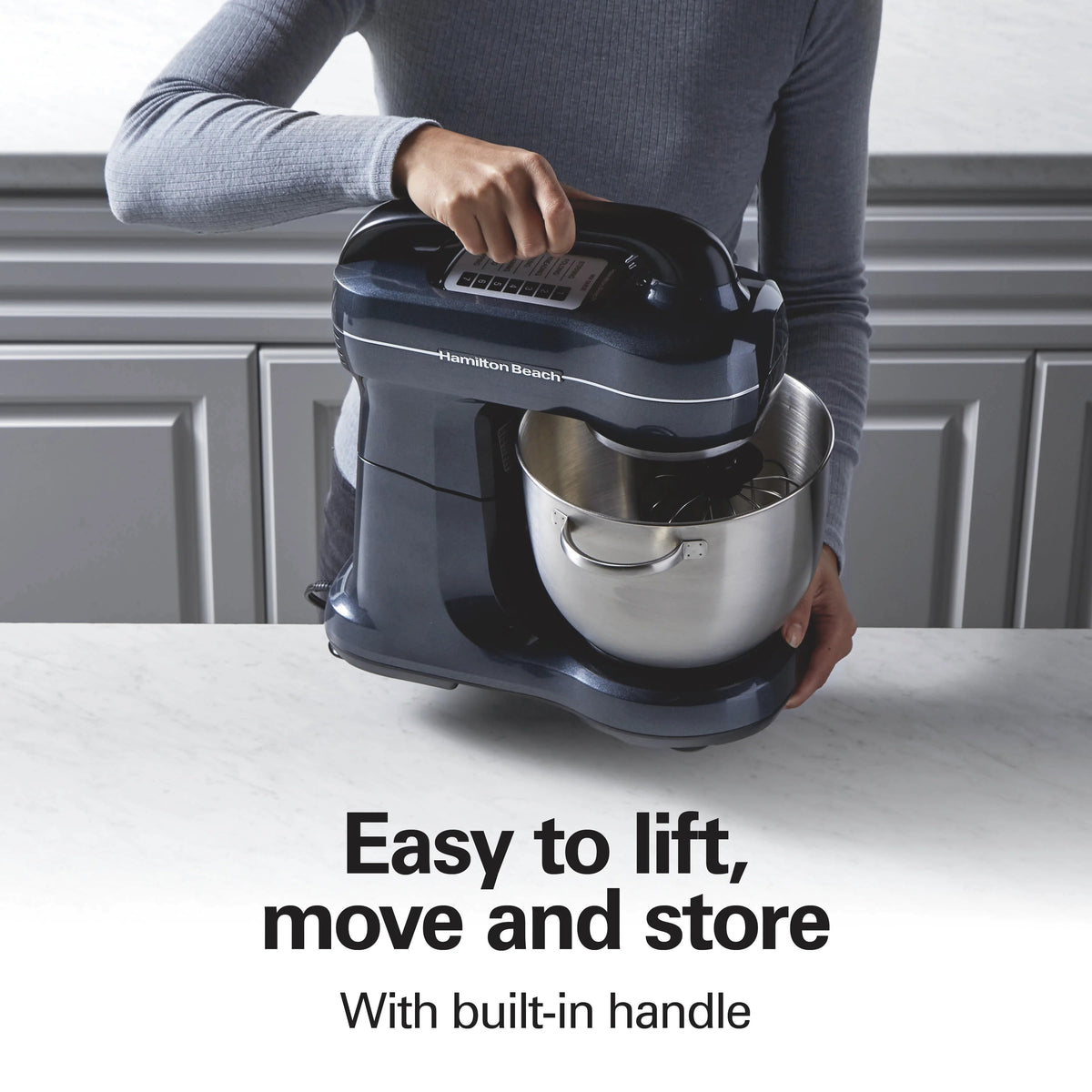 Hamilton Beach 4 Quart 7-Speed Tilt-Head Stand Mixer With Dough Hook, Whisk And Flat Beater - Black