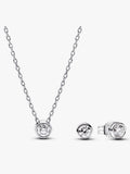 Pandora Era Bezel Lab-grown Diamond Pendant Necklace and Earrings set 0.45 carat tw Sterling Silver