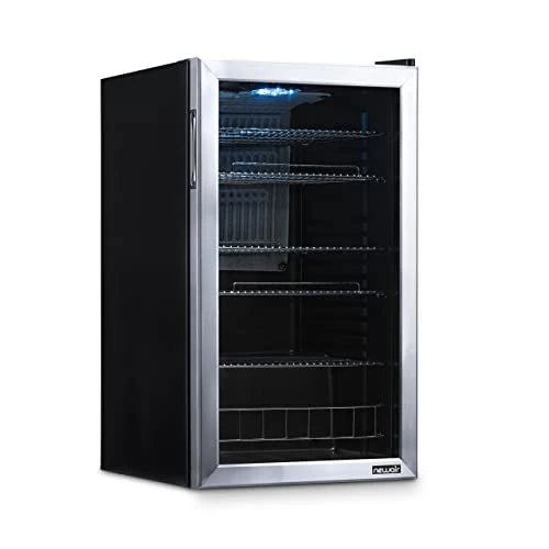 NewAir Beverage Refrigerator Cooler, 126 Cans, Stainless Steel, Right-Hinge Glass Door - AB-1200