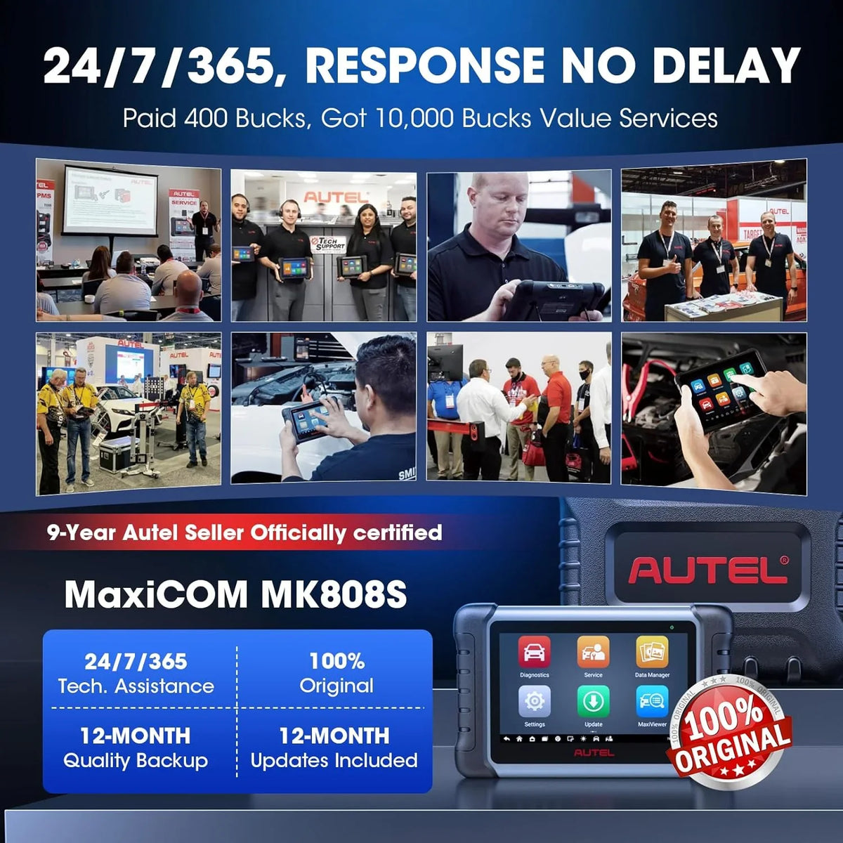 Autel MaxiCOM MK808S Automotive Diagnostic Scanner With 7-inch LCD Touchscreen