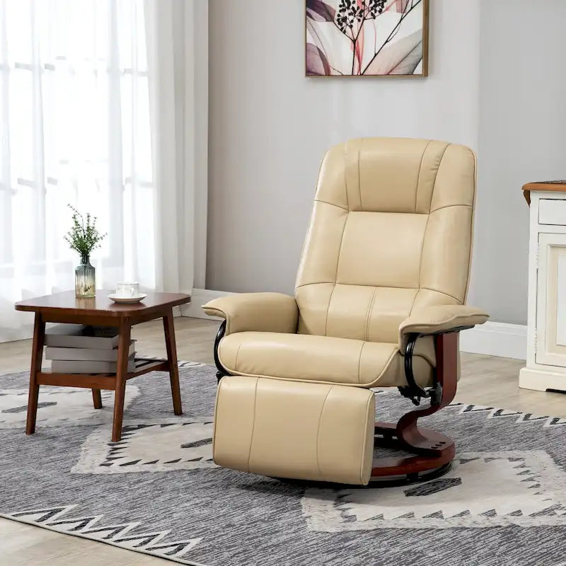 HomCom Faux Leather Manual Swivel Recliner Chair With Extendable Footrest
