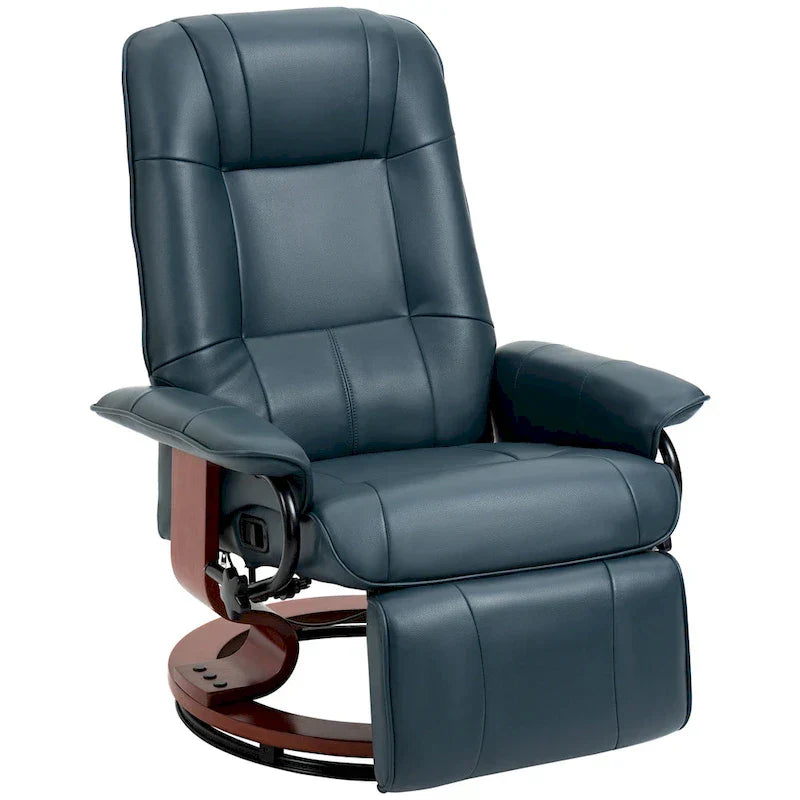 HomCom Faux Leather Manual Swivel Recliner Chair With Extendable Footrest
