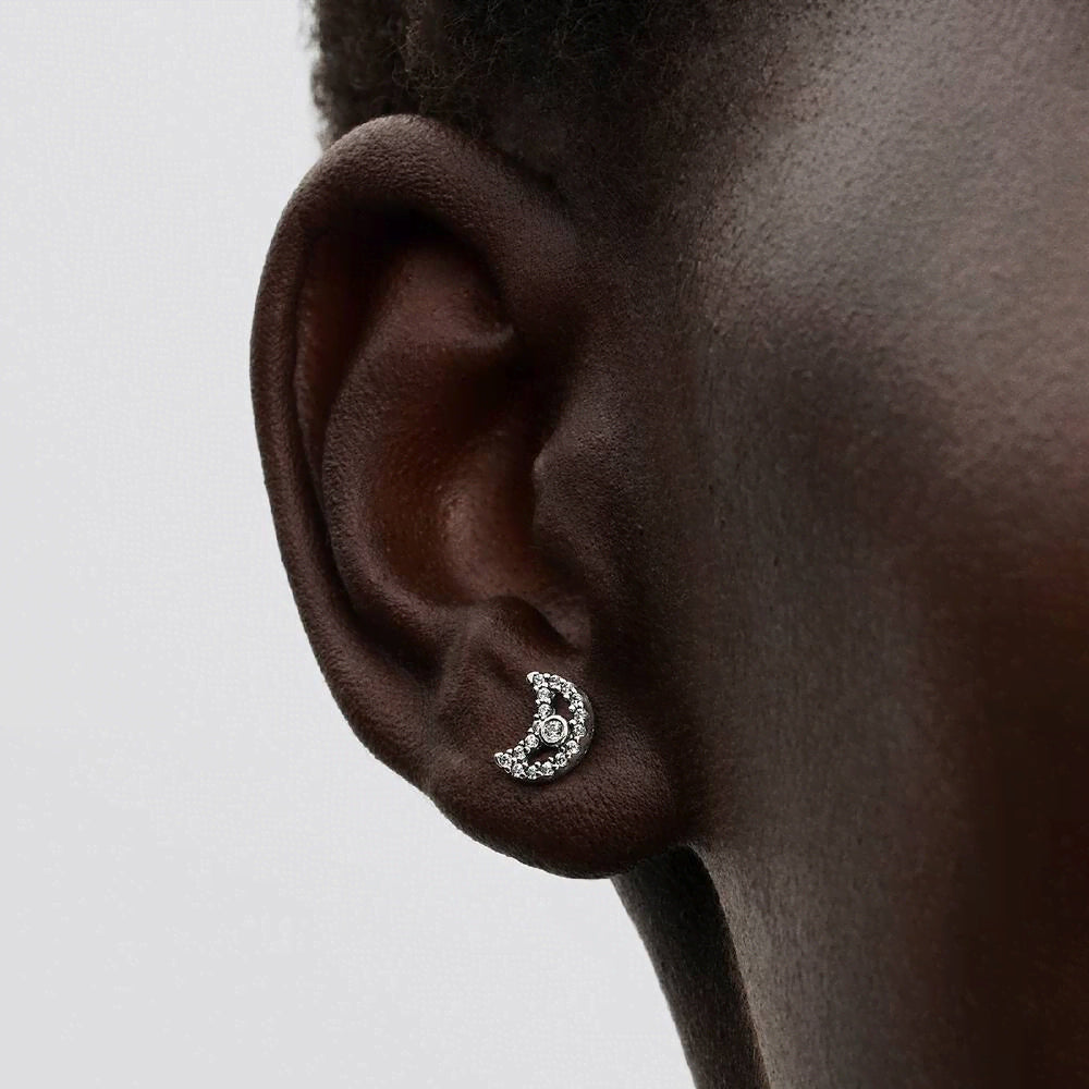 Sparkling Moon Stud Earrings