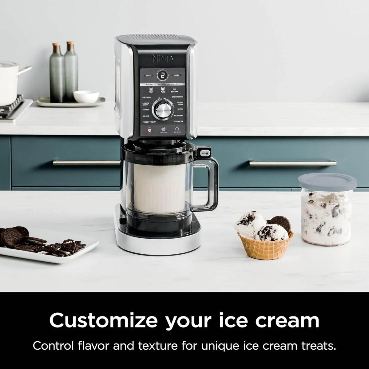 7-in-1 Ice Cream Maker With 2 Pint Containers And Lids - Silver