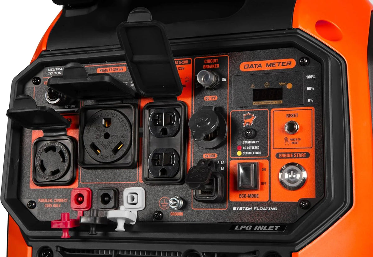 WEN Dual Fuel Inverter Generator 6800W Peak Power, RV-Ready, CO Watchdog
